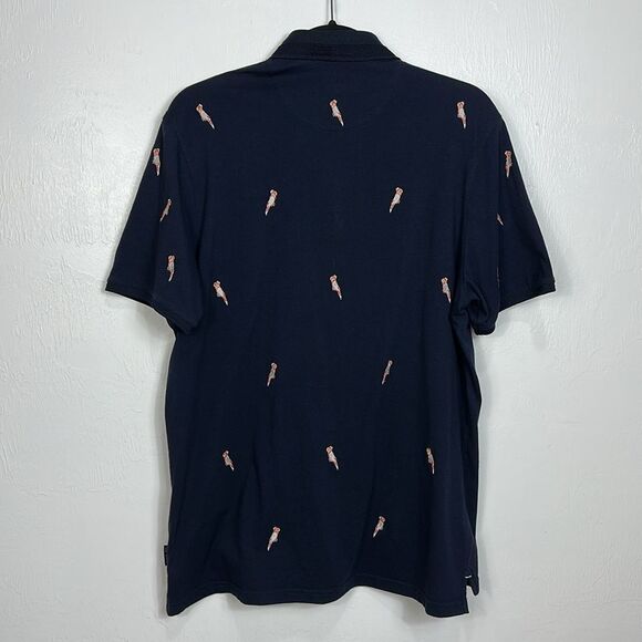 Ted Baker Parrot Embroidery Short Sleeve Polo Shirt In Navy Blue Size L - Picture 4 of 7